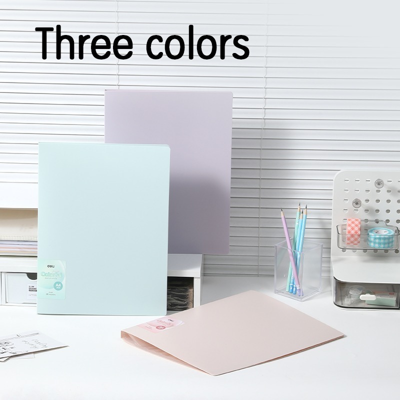 File Lá Deli A4 Đựng Tài Liệu – 20/30/40/60 Lá – Nhựa Trong Suốt Màu Pastel, Bền Đẹp,Tiện Lợi