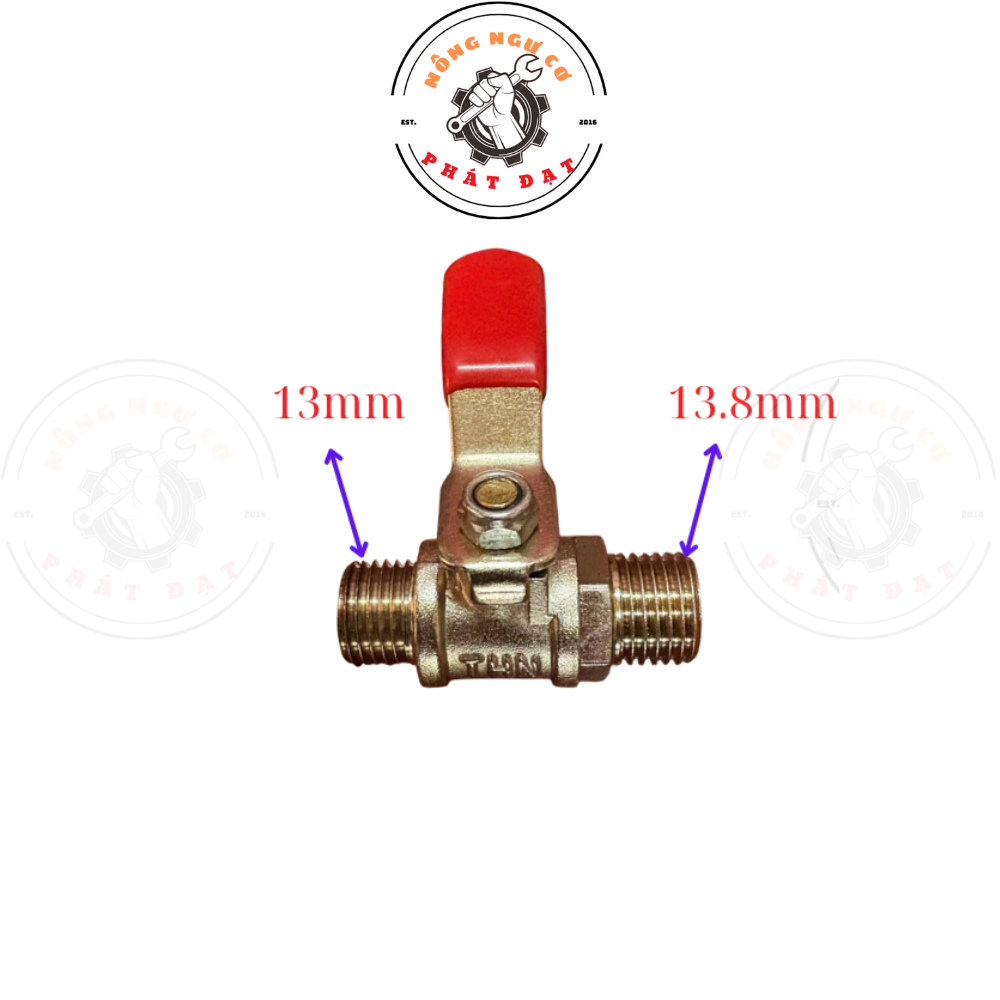Khóa bi / Van bi 2 ren ngoài đầu máy rửa xe OK TAIWAN, Ren 13mm_13.8mm, Kim loại, tay gạt chắc chắn