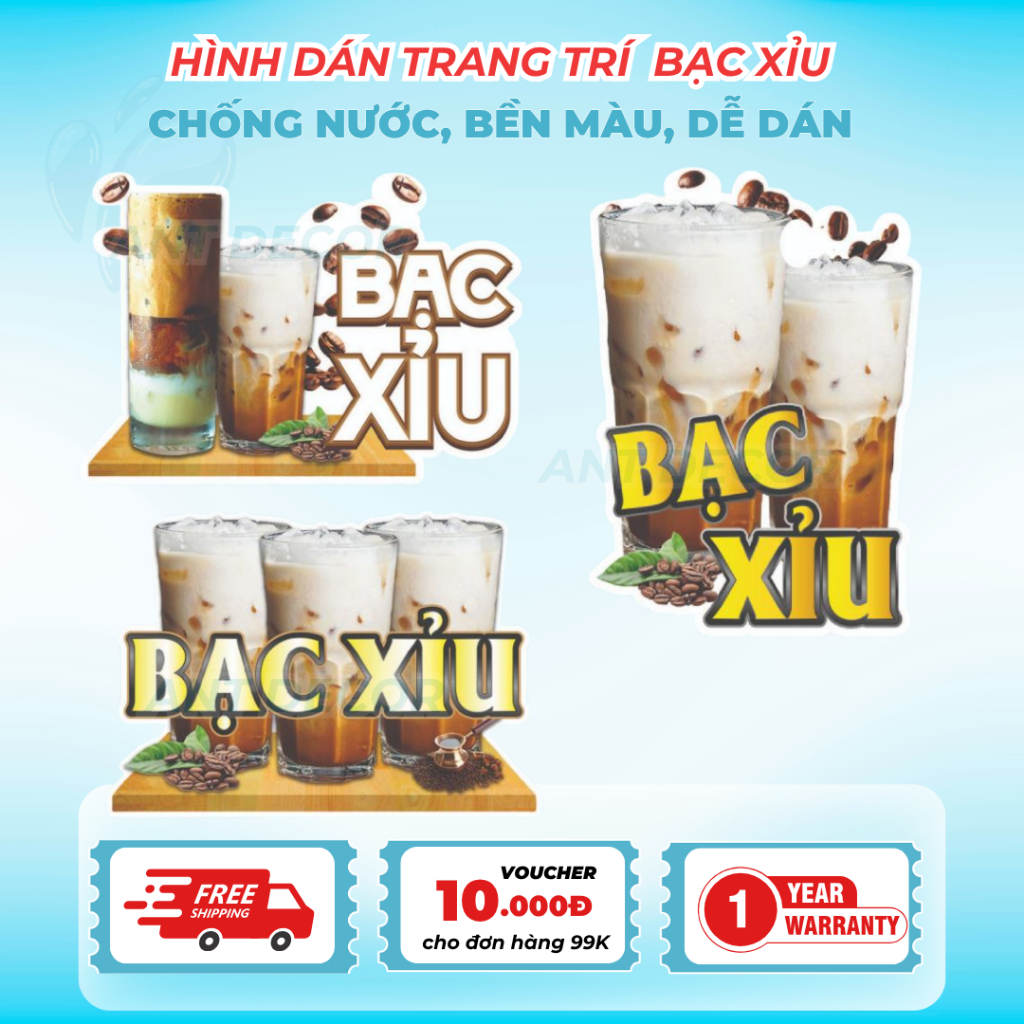 Decal Bạc Xỉu – Chống Thấm, Bám Mực Tốt, Dễ Dán - Sẵn keo chống nước trang trí xe nước