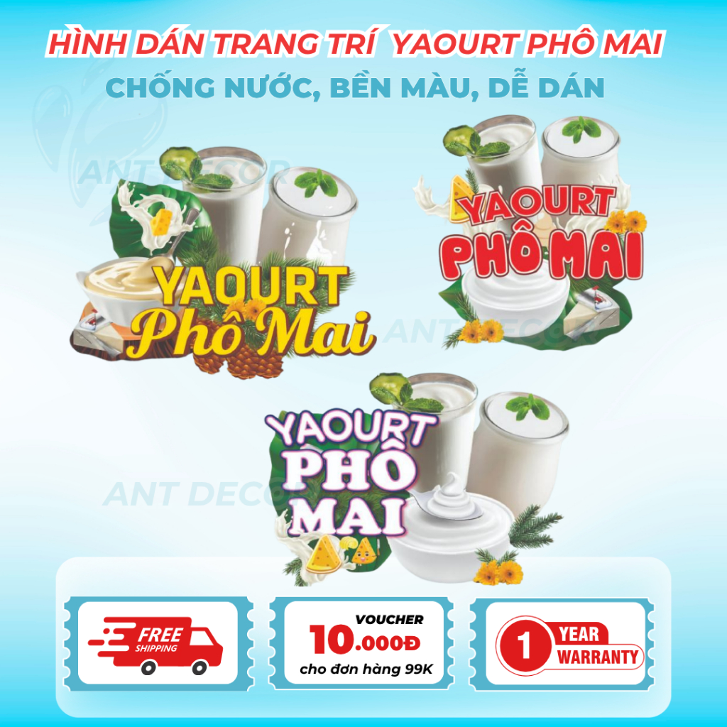 Decal Dán YAOURT PHÔ MAI – Nhãn Dán Trang Trí Xe Nước Giải Khát – Dễ Dán, Bền Đẹp, Chống Nước