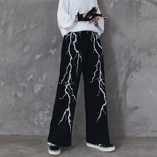 Quần ống rộng nam nữ ,quần jogger thiết kế ỐNG RỘNG SUÔNG Họa Tiết Tia Chớp thể thao K1