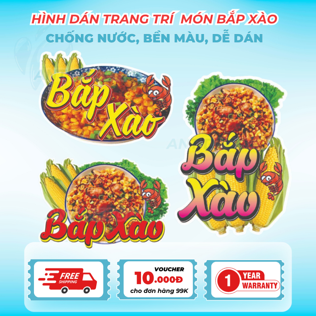 🌽 Decal Bắp Xào Xe Đẩy - Tem Dán Logo, In Rõ Nét, Dán Chắc, Giá Rẻ