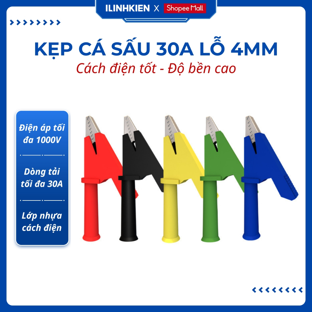 Kẹp cá sấu đồng 30A cách điện chất lượng tốt ilinhkien