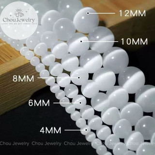 Vòng Tay đá mắt mèo trắng size 4mm,6mm,8mm,10mm,12mm Cao cấp -Chou Jewelry