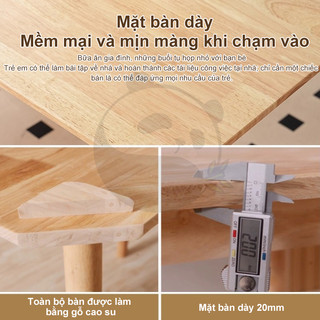 PANDA Bàn ăn vuông gỗ nguyên khối phong cách Bắc Âu phù hợp với căn hộ nhỏ khả năng chịu lực tốt.