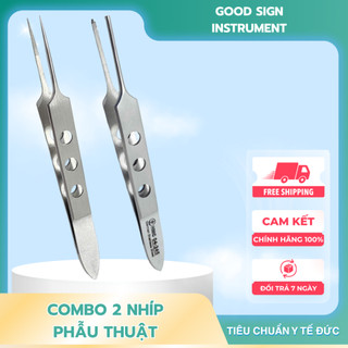 Combo 2 nhíp phẫu thuật bạc có mấu và không mấu