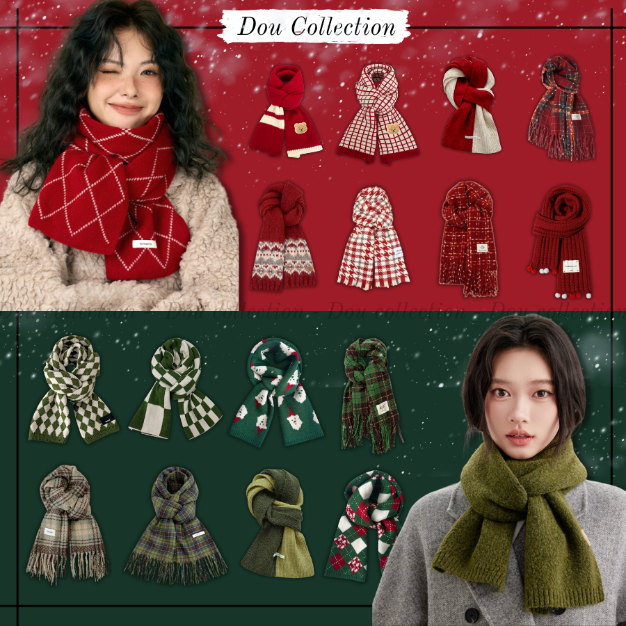 Khăn Len Choàng Cổ Unisex, Dệt Mịn Tông Đỏ Xanh Vintage Giáng Sinh Ấm Áp QUÀ TẶNG QUỐC TẾ PHỤ NỮ 2026 - Mã THLN08