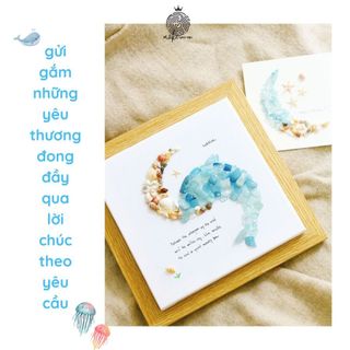 Tranh đá Bình Yên Xanh GÀ CHE Ô, tranh handmade, Quà Tặng Ý Nghĩa, Kích thước 20x20cm