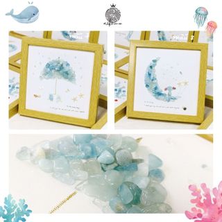 Tranh đá Bình Yên Xanh GÀ CHE Ô, tranh handmade, Quà Tặng Ý Nghĩa, Kích thước 20x20cm