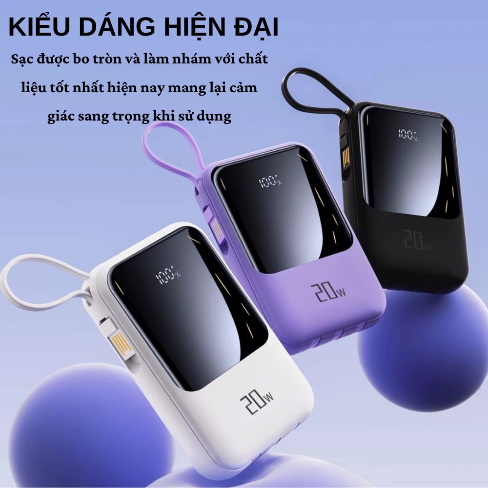 Dosen sạc dự phòng pd20000mAh｜ 20W sạc flash ba dây một màn hình led hiển thị kỹ thuật số trò chơi du lịch cần thiết hàn