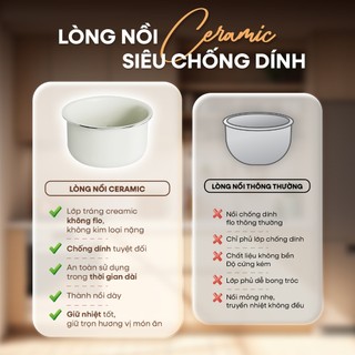 Nồi Cơm Điện Tử Masuto 1,5L,  Biết Nói, Lòng Nồi Ceramic Chống Dính Cao Cấp, Tích Hợp 7 Chức Năng