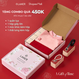 Áo Dài Dáng Suông LAMER Cách Tân (Không Quần) 2 Tà Tơ Óng Cao Cấp Áo Dài Bách Điệp S61A24Q004 (không kèm quần)