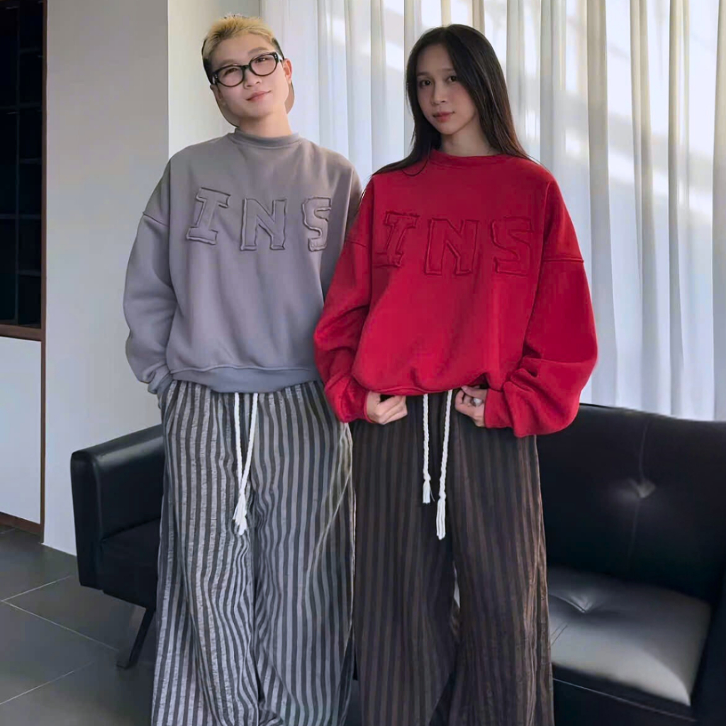 Áo sweater Thêu Chữ INS nỉ bông Nam nữ Unisex Form Rộng Thời Trang Trẻ Trung mặc nhà,dạo phố SSL