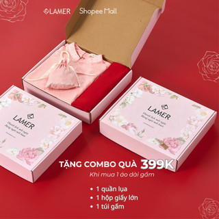 Áo dài cách tân lụa gấm dáng suông, đính cúc ( KHÔNG KÈM QUẦN ) LAMER O61A24Q024