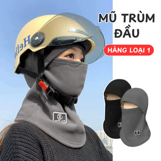Mũ Trùm Đầu Mùa Đông Kèm Khẩu Trang Giữ Ấm Lông Cừu Dày Dặn Chống Gió, Chống Lạnh Khi Đi Xe Máy