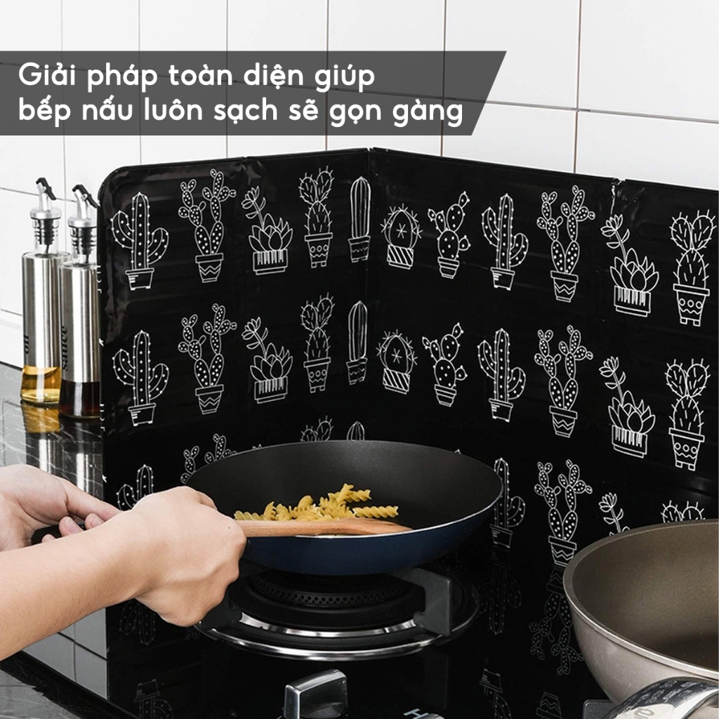 TẤM CHẮN BẾP ĐA NĂNG Chống Bắn Dầu Mỡ - Chắn Gió, Cách Nhiệt Cho Bếp Gas & Bếp Điện (Có Họa Tiết)