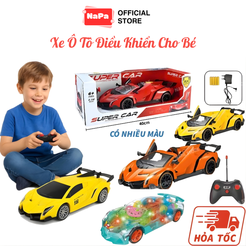 Xe Ô Tô Điều Khiển Từ Xa Cao Cấp Cho Bé, Đồ Chơi Trẻ Em Thông Minh, Xe Thể Thao Có Pin & Sạc