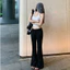 Quần Nỉ Xám Tiêu Nữ ỐNG LOE Cạp Chun Ôm Đùi Quần Nỉ Loe 2 Da Nữ BIGSIZE Nâng Mông Siêu Tôn Dáng BEU
