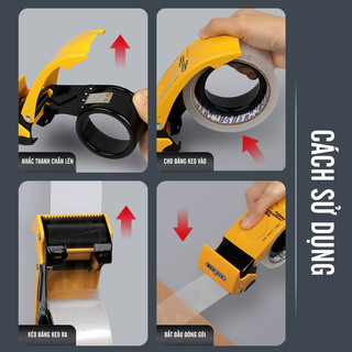 Máy cắt băng dính loại lớn, dụng cụ đóng gói tiện lợi tự động, răng sắt chắc chắn, thiết kế cầm tay chống trượt siêu bền