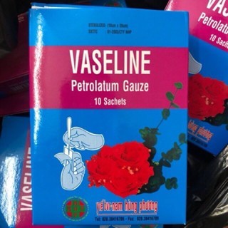 Gạc Vaseline  Hộp 10 miếng).Gạc Vaseline làm mềm mịn da hỗ trợ bảo vệ vết thương