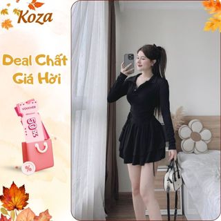 (XẢ KHO 59K ) Đầm Xoè Dài Tay Hot Girl Chất Đẹp Tôn Dáng ❤ Váy Xoè Len Tăm Dễ Thương AOT017