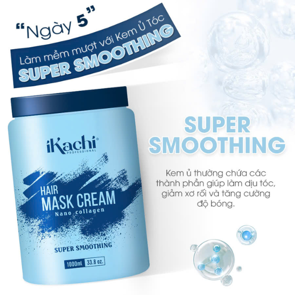 Kem ủ tóc Nano Collagen IKACHI kem hấp dầu phục hồi hư tổn cho tóc siêu mềm mượt, chắc khoẻ 1000ml