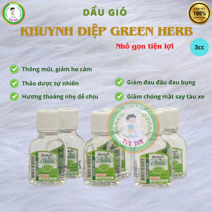 Dầu Gió Green Herb, Dầu Gió Khuynh Diệp Green Herb 3cc, Hít Mũi Thái Lan