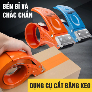 Dao cắt băng dính cầm tay, dụng cụ đa năng có răng sắt chắc chắn, máy cắt băng keo tự động tiện lợi