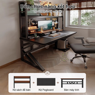 PANDA Bàn máy tính kèm bàn pegboard tích hợp trò chơi và văn phòng dể đồ gọn gàng để đồ thông minh