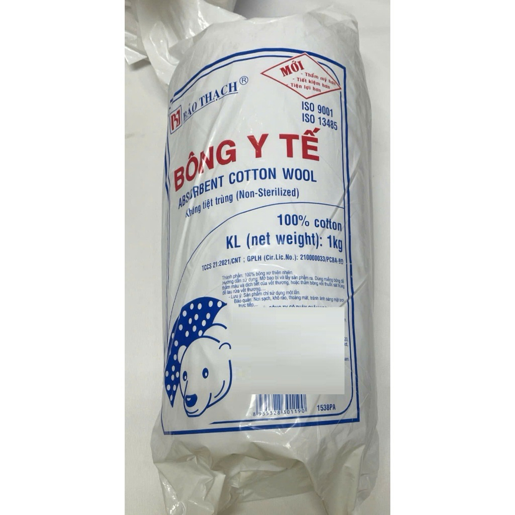 Bông gòn thấm nước y tế Bảo Thạch,1kg/ 500g. Gòn thấm nước Bảo Thạch mền mại,thấm hút cao