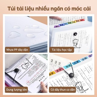 Túi đựng tài liệu a4, 5/8/12 ngăn nhiều ngăn lưu trữ, file hồ sơ chống nước bảo vệ giấy tờ khỏi bụi bẩn