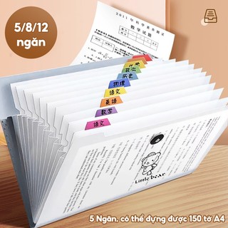 Túi đựng tài liệu a4, 5/8/12 ngăn nhiều ngăn lưu trữ, file hồ sơ chống nước bảo vệ giấy tờ khỏi bụi bẩn