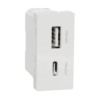 Ổ cắm USB 2 cổng A + C 2.4A size S dòng Miluz E - Schneider Electric - M3TS_USB2_WE