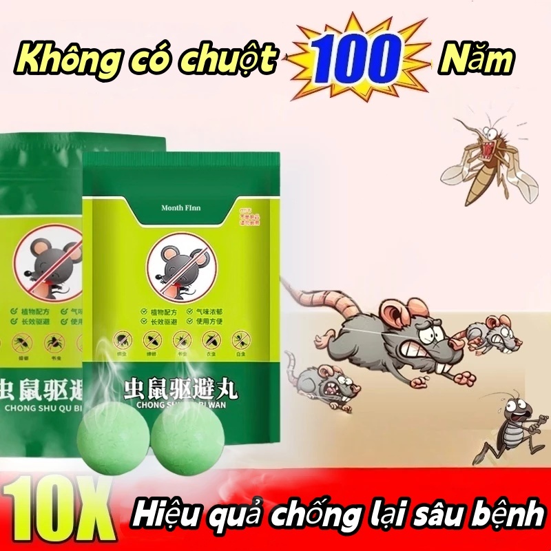 Viên Đuổi Chuột MẠNH NHẤT - Hiệu Quả 365 Ngày, Không Độc Viên long não đuổi chuột 100% thiên nhiên an toàn-gói 10 viên