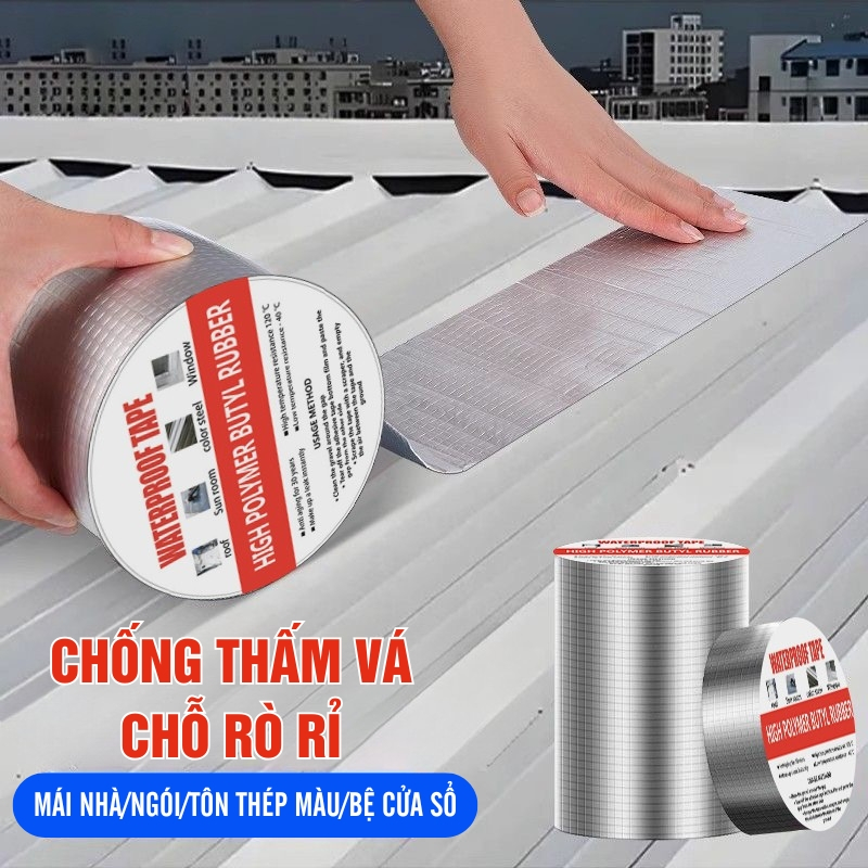 Băng keo chống thấm nước 5m khổ 5cm – Siêu dính, chịu nhiệt, dán bồn rửa & bếp gas chống dột hiệu quả