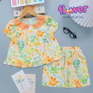 Bộ tole LỬNG bé gái cổ tròn cài 1 nút - Đồ bộ tole Flower