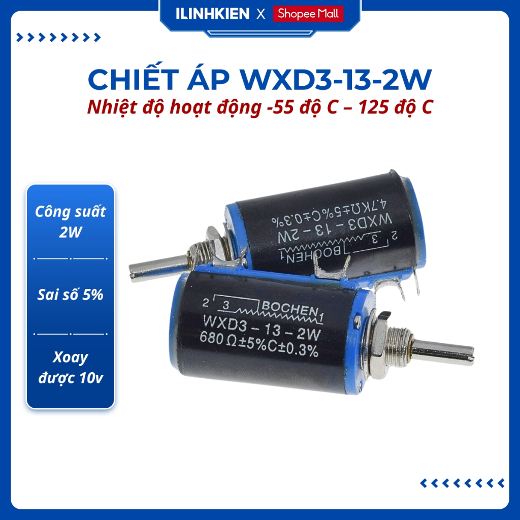 Chiết áp đơn WXD3-13-2W 3.3K - 10K xoay nhiều vòng chất lượng ilinhkien