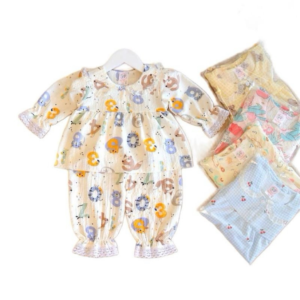 Combo 2 ,3 bộ xốp gạo tay dài mềm mịn thoải mái cho bé gái( mẫu ngẫu nhiên )