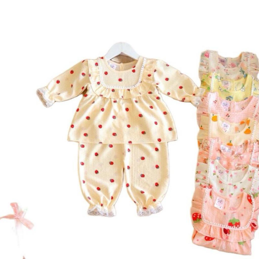 Combo 2 ,3 bộ xốp gạo tay dài mềm mịn thoải mái cho bé gái( mẫu ngẫu nhiên )
