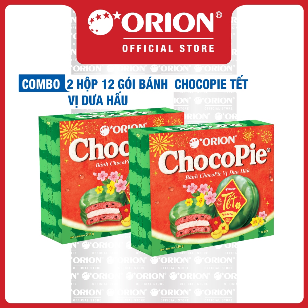 [Date 50%] Combo 2 Hộp 12 gói Bánh Chocopie vị Dưa Hấu (336g)