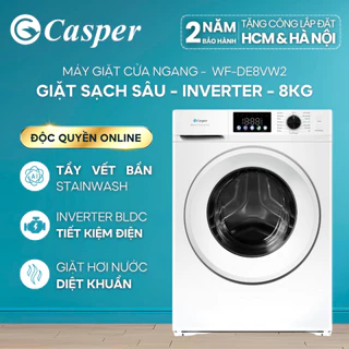 [Shopee - Lắp đặt 0Đ HCM/ HN] Máy giặt cửa ngang Casper Inverter 8KG WF-DE8VW2 - Chính hãng - Bảo hành 2 năm