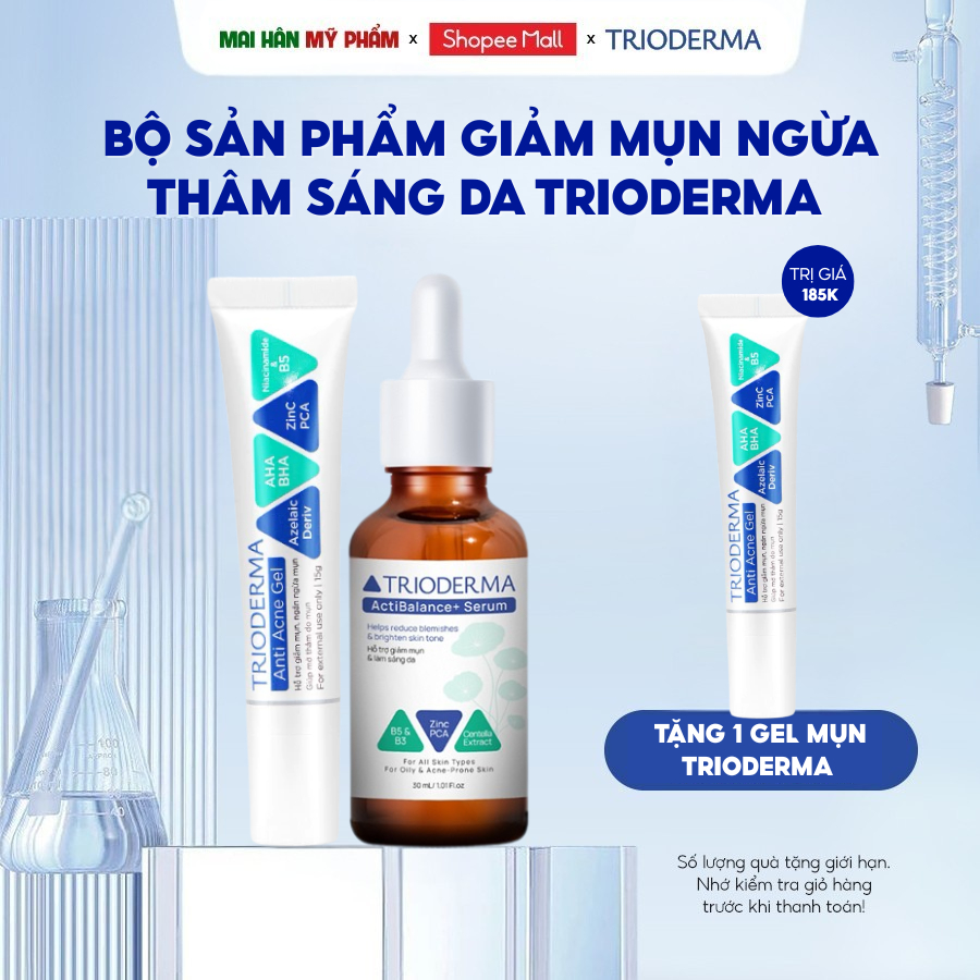 Combo gel mụn Trioderma và serum Trioderma mờ thâm sáng da với ...