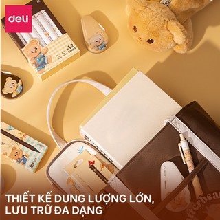 Túi Xách Nữ Tote ButterBear x Deli Túi Học Thêm Đa Năng Gấu Bơ Màu Nâu/Trắng Cỡ Lớn Đựng Vừa A4 Phong Cách Hàn Quốc