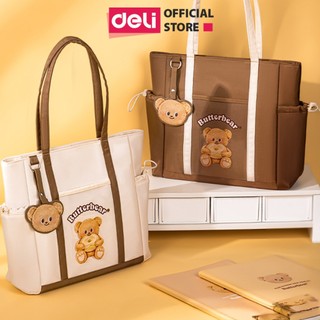 Túi Xách Nữ Tote ButterBear x Deli Túi Học Thêm Đa Năng Gấu Bơ Màu Nâu/Trắng Cỡ Lớn Đựng Vừa A4 Phong Cách Hàn Quốc
