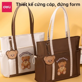 Túi Xách Nữ Tote ButterBear x Deli Túi Học Thêm Đa Năng Gấu Bơ Màu Nâu/Trắng Cỡ Lớn Đựng Vừa A4 Phong Cách Hàn Quốc