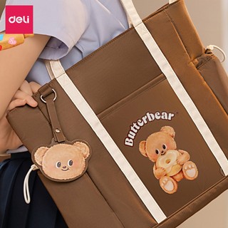 Túi Xách Nữ Tote ButterBear x Deli Túi Học Thêm Đa Năng Gấu Bơ Màu Nâu/Trắng Cỡ Lớn Đựng Vừa A4 Phong Cách Hàn Quốc
