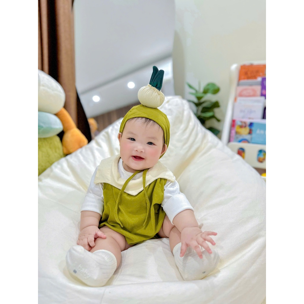 (SẴN SHIP - HỎA TỐC) Set bodysuit Bí Ngô KÈM MŨ TẶNG TẤT HALLOWEEN Hàn Quốc cho bé trai, gái cho bé trai bé gái 5-14kg