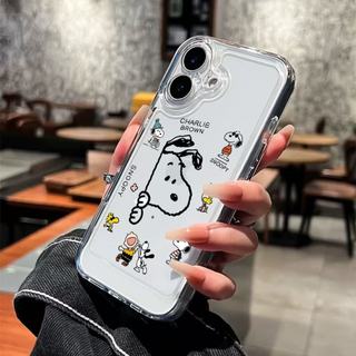 Ốp Lưng iPhone Snoopy Viền Thẳng Trong Suốt, Bảo Vệ Camera - iP 7/8/X/XS/11/12/13/14/15/16/17/Plus/Pro/Max/Air