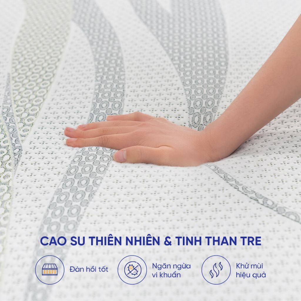 Nệm cao su than tre Gummi Premium - Đệm cao su thiên nhiên, Đệm cao su kháng khuẩn, Đệm cao su 10cm