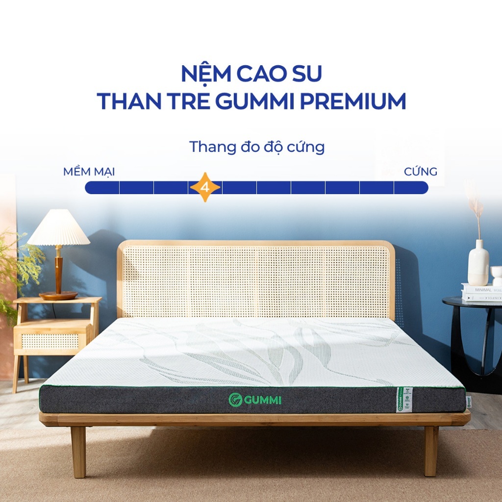 Nệm cao su than tre Gummi Premium - Đệm cao su thiên nhiên, Đệm cao su kháng khuẩn, Đệm cao su 10cm